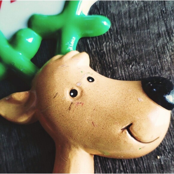 2 Vintage Christmas Santa Reindeer JCNY Plastic Planter tabletop Decorations - Picture 4 of 12